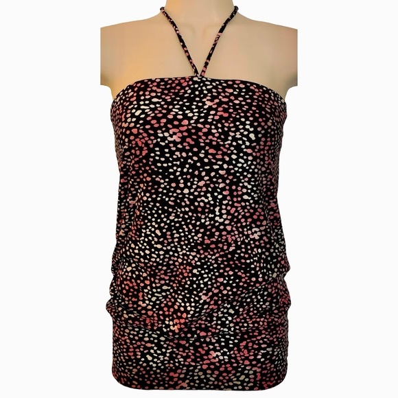 Guess Black & Pink Built-in Bra Halter Top Size M - Picture 2 of 7